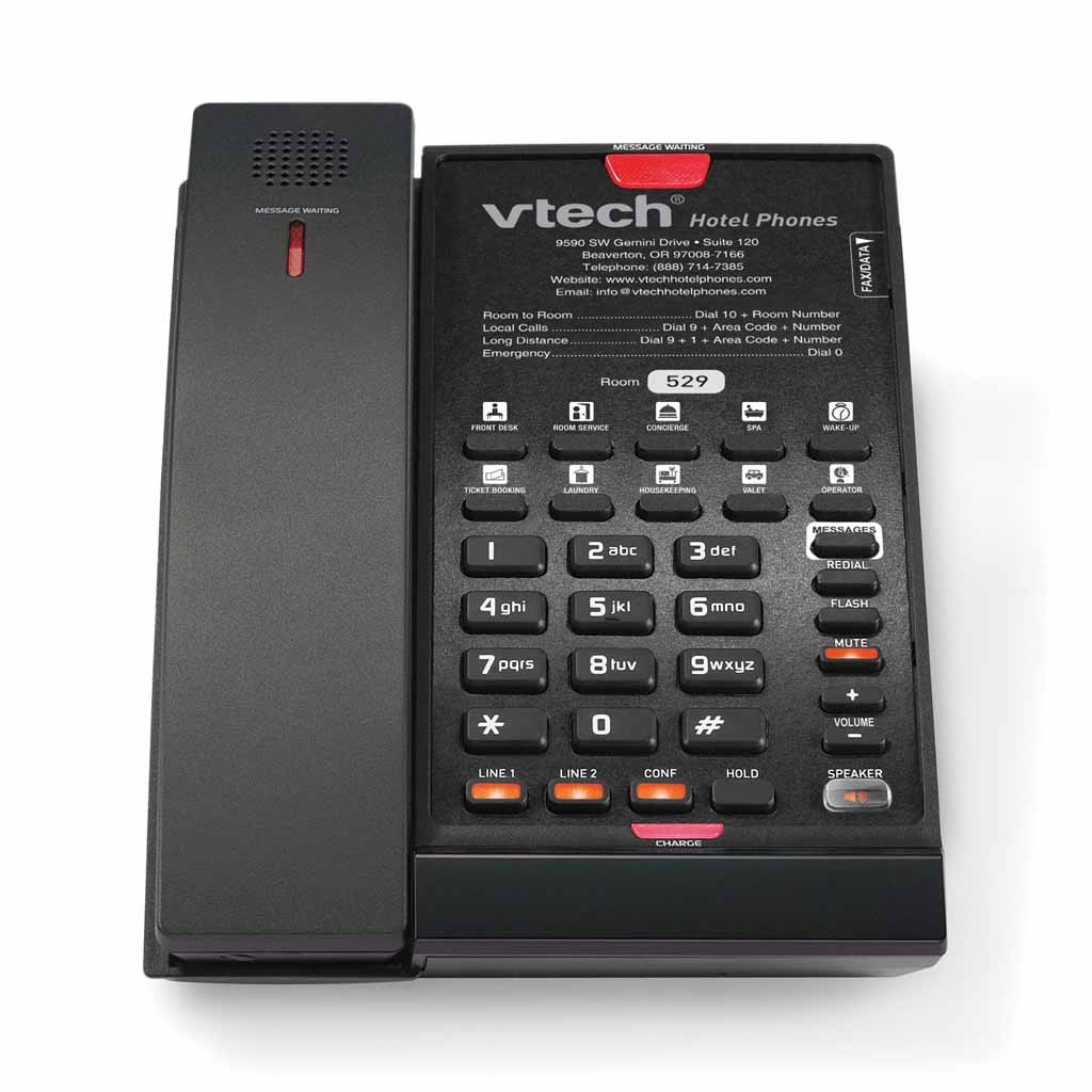 Vtech - 80-H0AT-13-000-10 - CTM-S2421MBK, 2-Line, SIP Cordless Speakerphone, 10 Speed Dial Keys, Matte Black, Anti bacterial plastic.