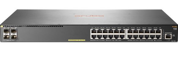 HP - JL255A - Aruba 2930F 24 x 10/100/1000 RJ-45 PoE+ autosensing ports, 4 SFP/SFP+ 1G/10G ports Switch, PoE+, PoE Budget 370W, 1U.