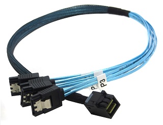 SFF-8643 - 2x Nos Cable Mini-SAS SFF-8643 36-Pin to 4x SATA 7-Pin Female, 0.5 Mtr 12Gb with Brackets for SAS & HBA RAID Cards.