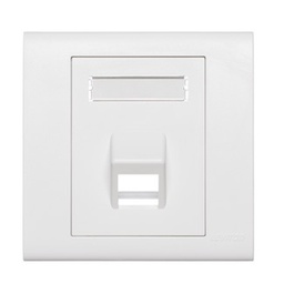 [BL186-A1W] Leviton - BL186-A1W - Faceplate W/PLT Single 1-Port 86x86mm, Angled w/ ID Window, White, empty.