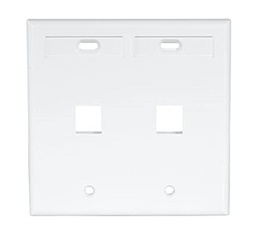 [42080-2WP] Leviton - 42080-2WP - Dual-Gang QuickPort® Wallplate with ID Windows, 2-Port, White.