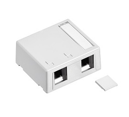 [41089-2WP] Leviton - 41089-2WP - QuickPort® 2-Port Surface Mount Box, Keystone, White, ID Window, HxWxD (64.8 x 57.1 x 27.9)mm.