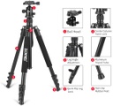 Camera Tripod for DSLR with 360 Degree Ball Head Lightweight Aluminum Alloy Tripod for Canon Nikon DSLR and Camcorders(Black).
