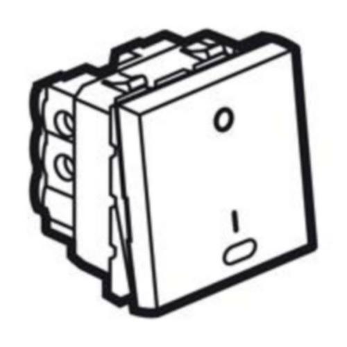 Legrand - 572047 - Arteor -Mosaic™ Double Pole switch with Red indicator 20A 250V (continuated) - square - 2Modules - White.