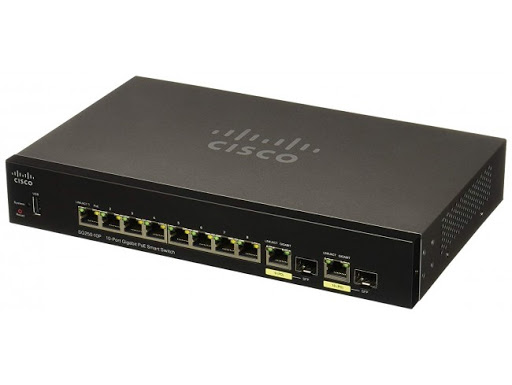 CISCO - SG350-10P-K9-UK - SG350-10P 10-Port Gigabit PoE Managed Switch.