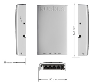 Ruckus - 901-H510-WW00 - ZoneFlex 802.11ac dual-band concurrent 2.4 GHz & 5 GHz, Wired/Wireless Wall Switch, 1 10/100/1000 & 4 10/100 Ethernet Access Ports, POE in, PoE out (one port), USB port. Does not include DC power supply.