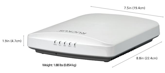 RUCKUS - 901-R650-WW00 - R650 Indoor dual-band Wi-Fi 6 (802.11ax) Access Point, 4x4:4 streams in 5GHz, 2x2:2 in 2.4GHz, support 6-spatial streams, MU-MIMO, BeamFlex+, OFDMA, Dual ports (1x 2.5Gbps port and 1x 1Gbps Ethernet ports), 1x USB 2.0 Type A port, Power over Ethernet (802.3af/at).