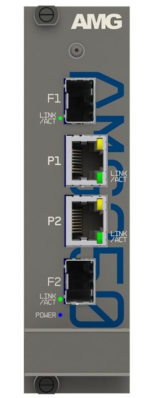 AMG - AMG - AMG250R-2G-2S - Dual Channel Industrial Hardened Media Converter, 2x 10/100/1000Base-T(x) RJ45 Copper Ports + 2x 100/1000Base-Fx SFP Ports, 100Mbps/1Gbps Multirate Support, DIN rail/Panel mount, -40°C to +75°C, 10-36VDC Power Input. SFPs NOT INCLUDED.