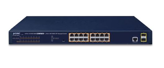 Planet - GS-4210-16P2S - 16-Port Gigabit Ethernet Managed Switch, Rackmount, Layer2, 16-Port 10/100/1000T 802.3at PoE ports + 2-Port 100/1000X SFP Ports.
