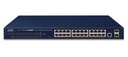 PLANET - GS-4210-24P2S - 24-Port 10/100/1000T 802.3at PoE + 2-Port 100/1000X SFP Managed Switch (PoE Power Budget 300 watts).