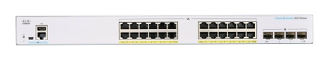 CISCO - CBS350-24P-4G-UK - 24-Port Gigabit Ethernet Managed POE+ Switch, 24 x 10/100/1000 (PoE+) + 4 x Gigabit SFP, 195 Watt.