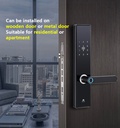 Molilock - U761.S - Smart Door Lock for Single Doors, Features (Wifi, Blutooth, Fingerprint, PIN code, Card, Key, Smart Phone App (Tuya), Deadbolt), Aluminum Silver.