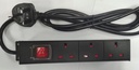 YOSUN - YS1003-K-UK - 1U 3WAY Mini PDU, UK outlets, 13A, 220~250V, with switch, Black Aluminium housing, W267.5mm x D44.8mm x H45mm, BS plug with 2mtr power cable.
