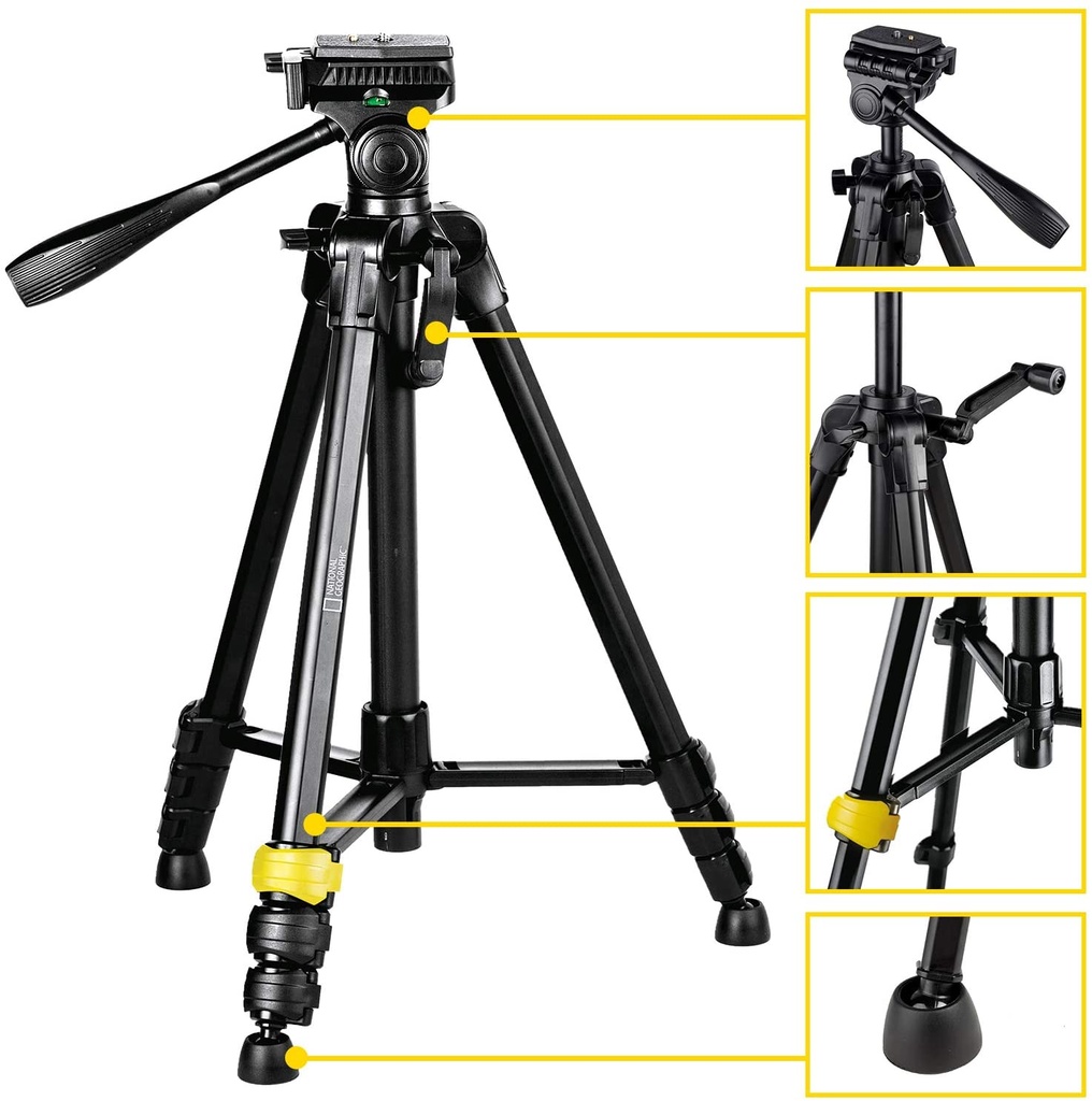 Tripod With 3Way Pan Head (NGPH001) - Black