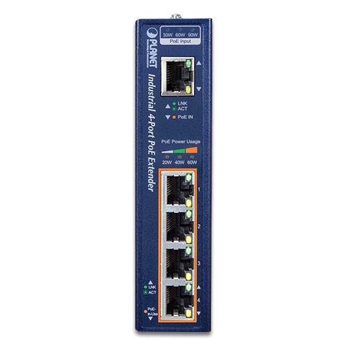 Planet - IPOE-E174 - Industrial PoE Extender 1 Port PoE++ to 4 Ports PoE 10/100/1000Mbps.