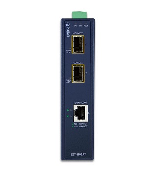 Planet - IGT-1205AT - Media Converter Industrial 1-Port 10/100/1000T to 2-Port 100/1000/2500X SFP.