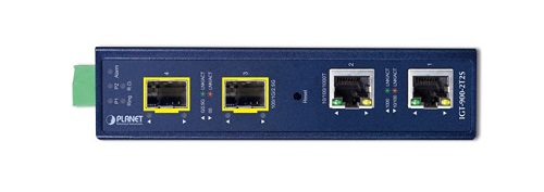 Planet - IGT-900-2T2S - Industrial 2-port 10/100/1000T + 2-port 100/1000/2500X SFP Managed Media Converter.