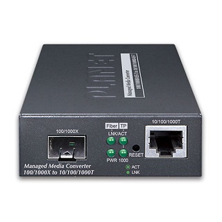 Planet - GT-915A - 10/100/1000BASE-T to 100/1000BASE-X SFP Managed Media Converter.