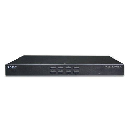 PLANET KVM-210-08 Planet 8-Port Combo KVM Switch: Up to 64 computers, On Screen Display (OSD), Quick View Setting (QVS), Hotkey, Stackable, 1U rack-mount, Multiplatform-Windows, Linux, Mac, Sun