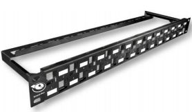 Leviton - MMCPNLX24SIJ2M-B - Patch Panel 24-Port 1U SIJ staggered UNLOADED w/ rear manager, Black.