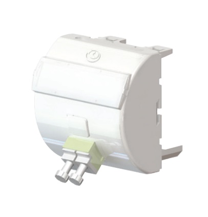 Leviton (Brand-Rex) - FPCANGLCSM3UK - FO Faceplate Module 50 x 50mm Loaded w/ 1 LCD (2 Fiber) SM/MM, White.