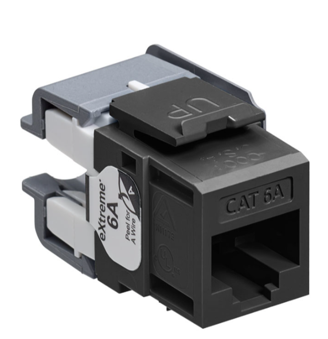 Leviton - 6110G-RE6 - eXtreme CAT6A QuickPort Jack, Channel-Rated, 10G, Black.