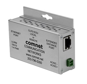 Comnet - CLFE1EOU - Single Channel Ethernet over UTP Extender, IEEE 802.3af 15.4W Pass-Through PoE 10/100Mbps, Industrial, Local/Remote Configurable, Mini.
