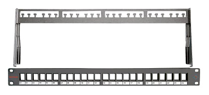 Datwyler Cables - ‎418019 - Patch Panel KS 24x Keystone Cat6 19" 1U, Screened, Un-loaded, Black.