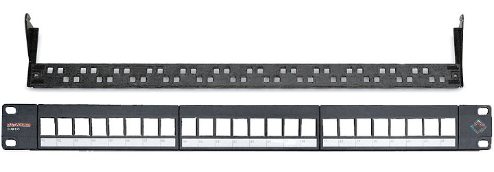 Datwyler Cables - 418022 - Patch Panel KU 24x Cat6 Keystone 19" 1U Un-loaded, Black.