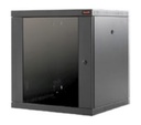 Datwyler Cables - 4001098 - 9U wall mount cabinet (600mmx450mm), Glass door with 6 way UK PDU, shelf and fan, Black.