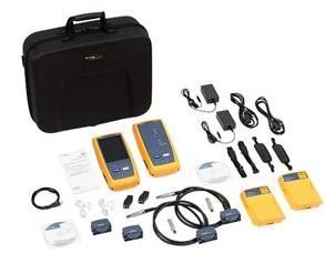 Fluke Networks - DSX-5000 INTL - 1 GHZ DSX CABLE ANALYZER 1 x Versiv Mainframe & Remote, 2 x DSX-5000 CableAnalyzer Modules, Set of CAT6A/Class EA Permanent Link Adaptors, Set of CAT6A/Class EA Channel Adaptors, 2 x Headsets, (2) HandStrap, (2) Shoulder Straps, Carry Case.