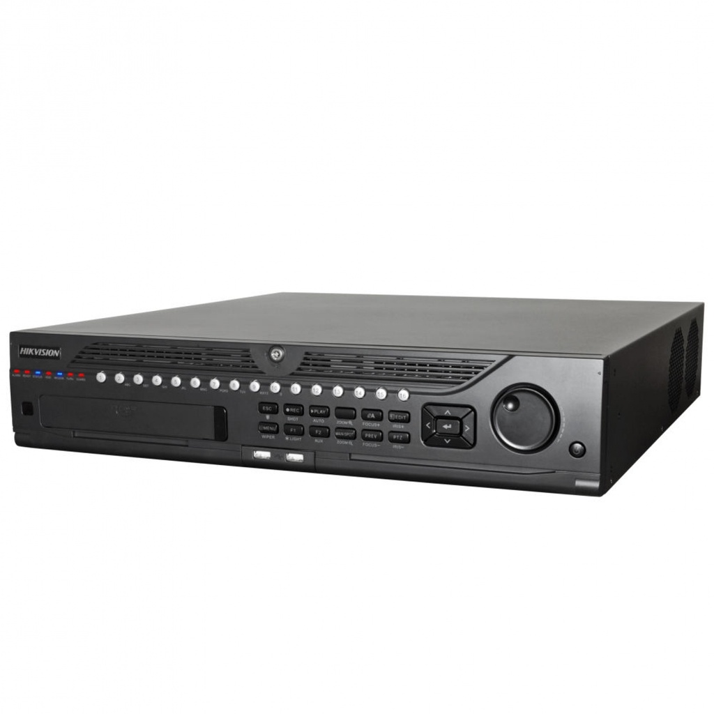 Hikvision - DS-9664NI-I8 - 64-CH NVR, 8 SATA HDD Bay, support RAID 0,1,5,10 with HDD hot swap, 3 USB Ports, 2 HDMI, upto 4K resolution, 2 VGA, 2 RJ45 10/1000, H.264+, ONVIF, support N+1 hot spare system, support upto 10TB HDD(MOI-SSD Approved, 3Years Standard Warranty).