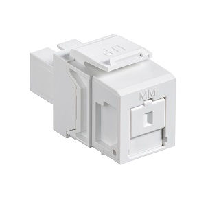 Leviton - 41085-MWC - QuickPort® FO MM Simplex SC Adapter Module, Phosphor Bronze sleeve, Shuttered, Keystone, female front/back, White.