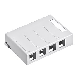 Leviton - 41089-4WP - QuickPort® 4-Port Surface Mount Box, Keystone, White, ID Window, HxWxD (121.5 x 81.5 x 26.7)mm.