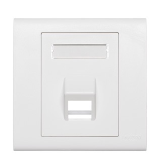 Leviton - BL186-A1W - Faceplate W/PLT Single 1-Port 86x86mm, Angled w/ ID Window, White, empty.