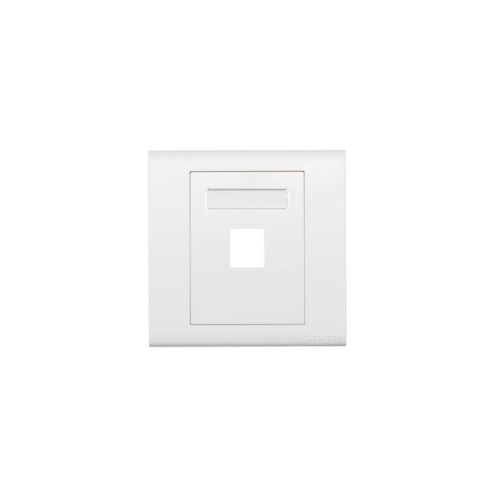 Leviton - BL186-P1W - Faceplate Wallplate Single 1-Port 86x86mm, Flat w/ ID Window, White, empty.