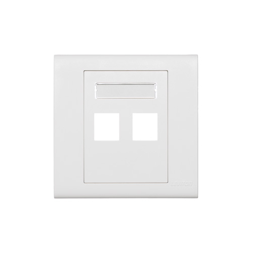 Leviton - BL186-P2W - Faceplate Wallplate Dual 2-Port 86x86mm, Flat w/ ID Window, White, empty.