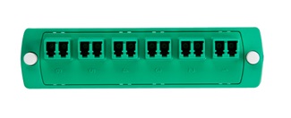 Leviton - 5F100-2VL - 6-PACK PLATE  DUPLEX LC/APC SM OS2 (12 FIBER) GREEN ZIRCONIA CERAMIC SLEEVE.