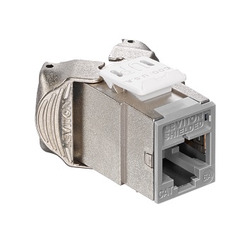 Leviton - 6ASJK-RG6 - Atlas-X1™ Cat6A Shielded QuickPort® Module Jack, Component-Rated, Gray.