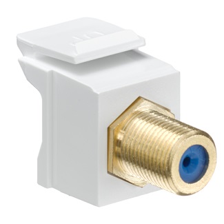 Leviton - 40831-BW or 40831-0BW - Feedthrough QuickPort® F-Connector, Keystone, Gold-Plated, White Housing.