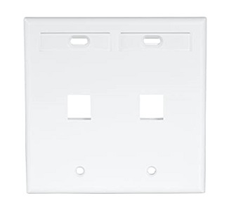 Leviton - 42080-2WP - Dual-Gang QuickPort® Wallplate with ID Windows, 2-Port, White.