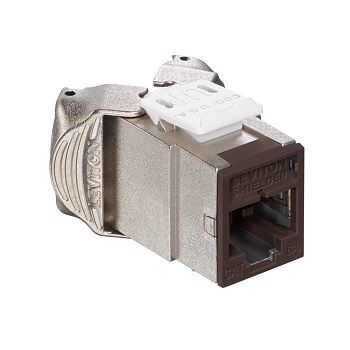 Leviton - 6ASJK-RB6 - Atlas-X1™ Cat6A Shielded QuickPort® Module Jack, Component-Rated, Brown.