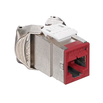 Leviton - 6ASJK-RR6 - Atlas-X1™ Cat6A Shielded QuickPort® Module Jack, Component-Rated, Red.