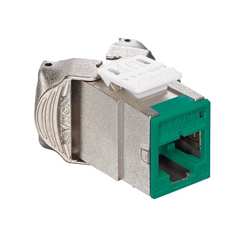 Leviton - 6ASJK-RV6 - Atlas-X1™ CAT6A Shielded QuickPort® Module Jack, Component-Rated, Green.