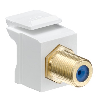 Leviton - 40831-FWG - Feedthrough QuickPort® F-Connector, Keystone, Gold Plated, White Housing.