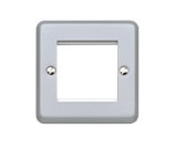 MK - K182 ALM - Euro Frontplate Faceplate 1 Gang accepts 2 UK-Type adapter, (50x50mm aperture), Metalclad Plus.