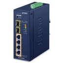 PLANET - IGS-624HPT - Industrial Switch 6-Port Gigabit, 4x RJ45 10/100/1000T 802.3at PoE+, 2x SFP 100/1000/2500X, DIN-rail & Wall-mount, -40~75C. 5-Years Warranty.