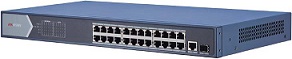 Hikvision - DS-3E0526P-E - 24-Port 10/100/1000, Layer2, Gigabit Unmanaged PoE Switch, 1× Gigabit RJ45 port + 1× Gigabit SFP fiber optical port, 370W, support 802.3af/at (MOI-SSD Approved, 1-Year Standard Warranty).