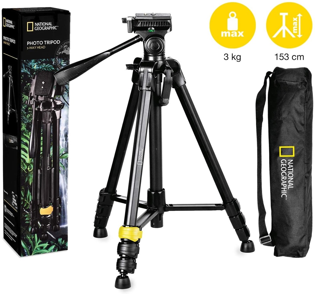 National Geographic - NGPH001 - Aluminum Tripod With 3Way Pan Head.
