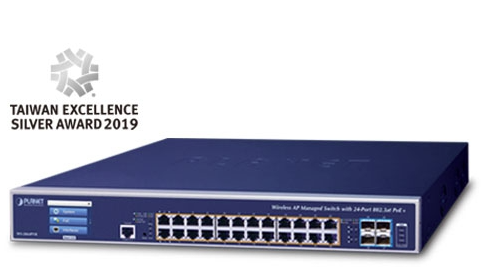 PLANET - WS-2864PVR - Wireless AP Managed Switch Layer 3 with 24-Port 10/100/1000T 802.3at PoE + 4-Port 10G SFP + LCD Touch Screen and 48VDC Redundant Power, 400 Watt.